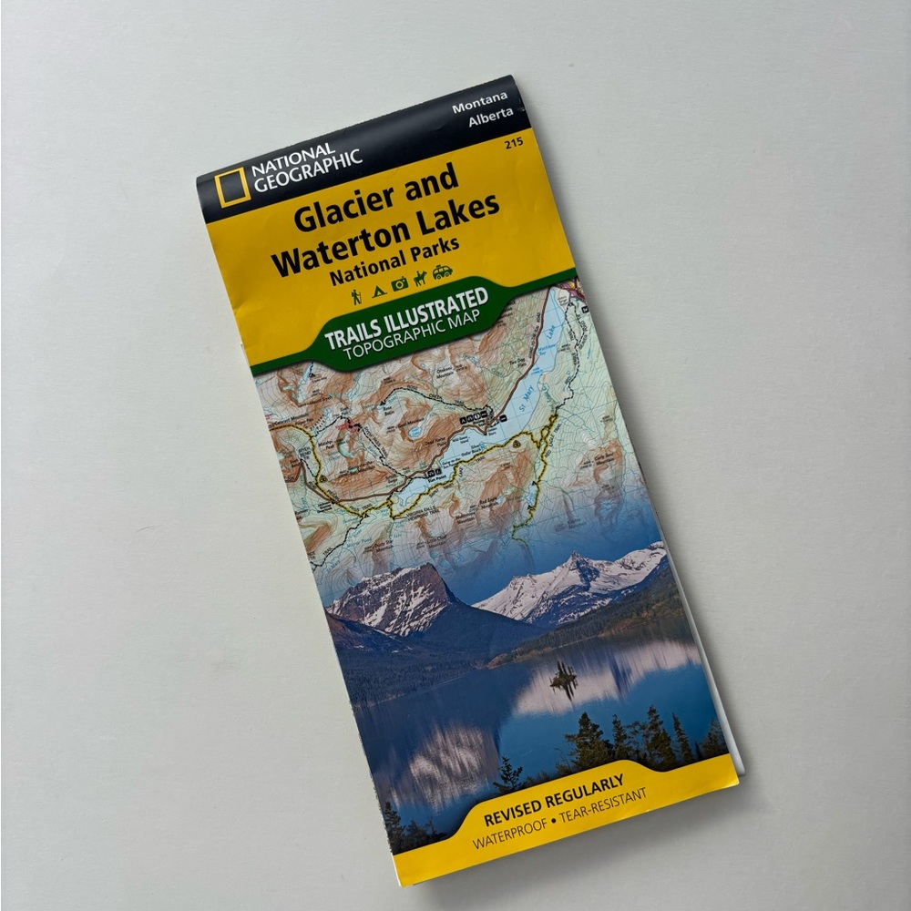 National Geographic Yellow and Blue Topographic Map of Glacier National Park